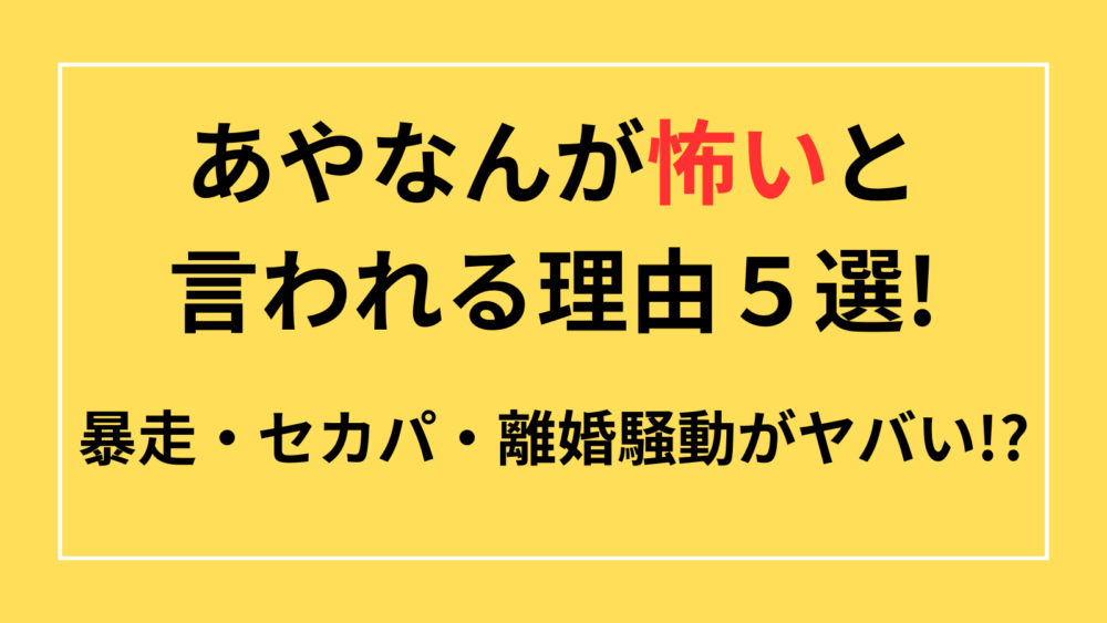 あやなん　怖い　暴走　セカパ　離婚騒動