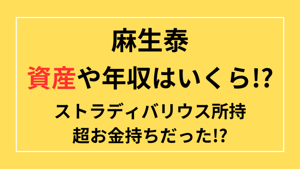 麻生泰　資産　年収　ストラディバリウス　