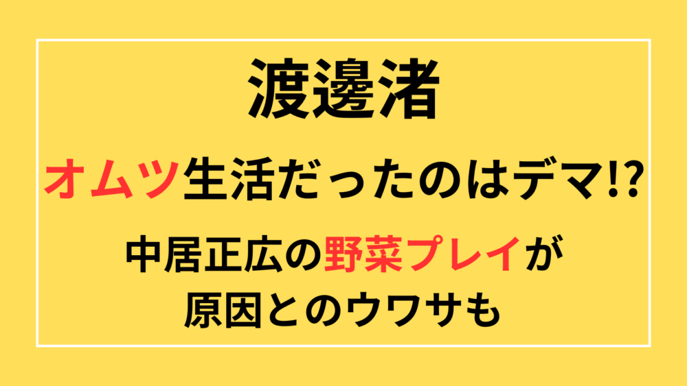 渡邊渚　オムツ　中居正広　野菜プレイ