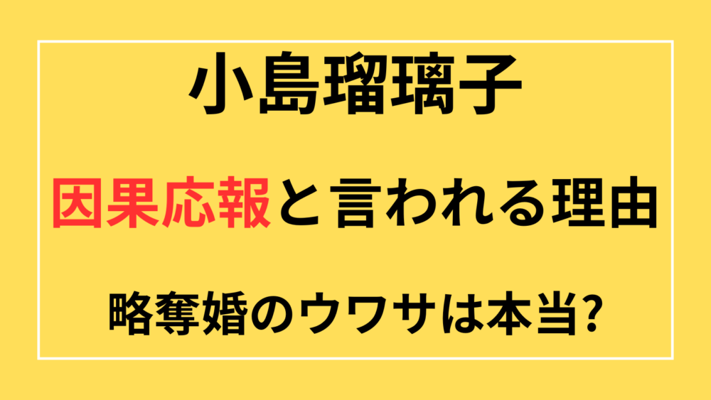 小島瑠璃子　因果応報　略奪婚