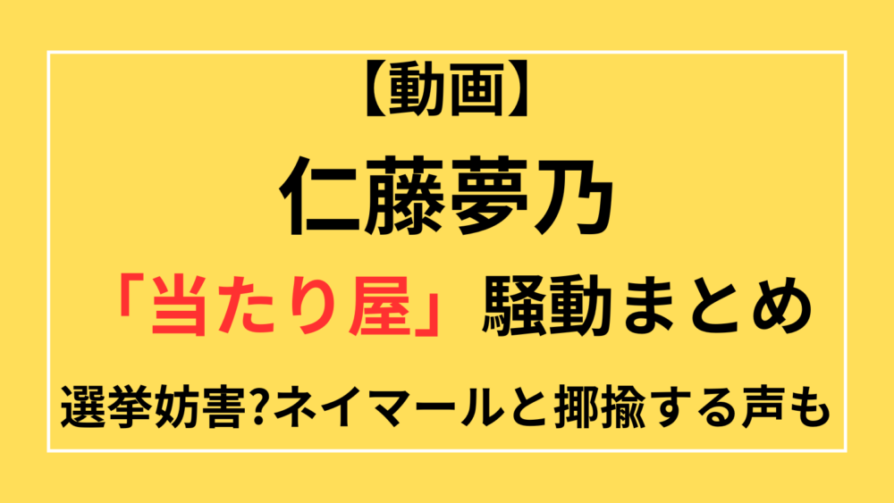 仁藤夢乃　当たり屋　炎上　動画　選挙妨害　ネイマール　