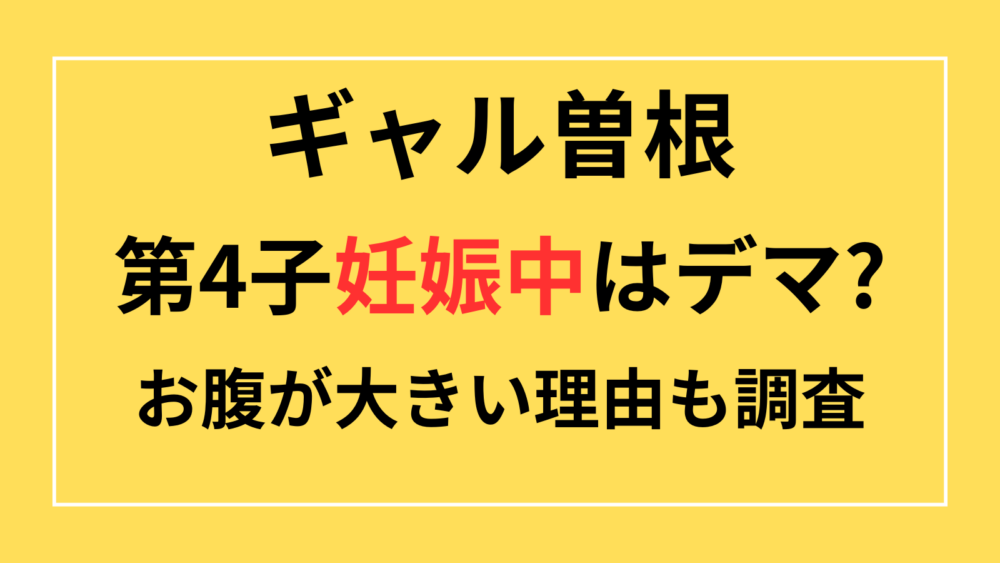 ギャル曾根　第4子　妊娠　いつ　生まれる　お腹　大きい　理由